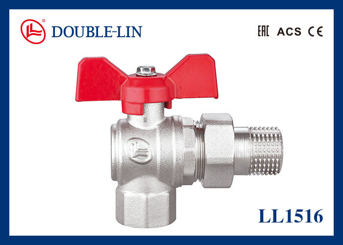 1/2" ~ 1" 수컷 X 암컷 25 Bar 황동 볼 밸브 앵글 타입 회전 너트 포함 T 핸들